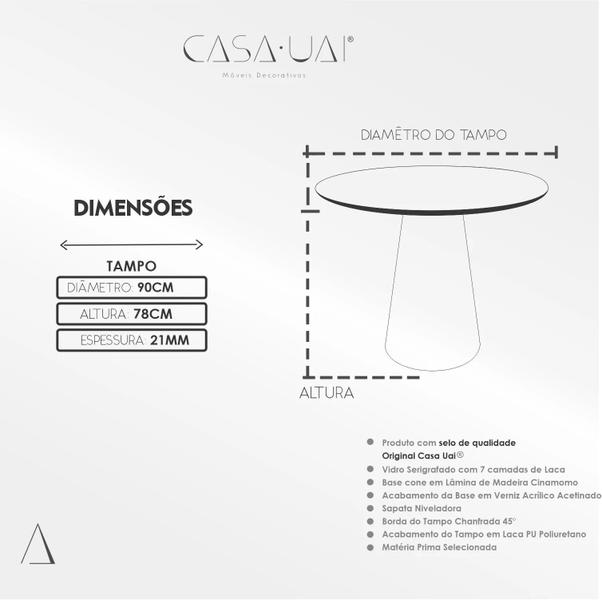 Imagem de Mesa de Jantar Cone Tampo com Vidro Redonda Cairo