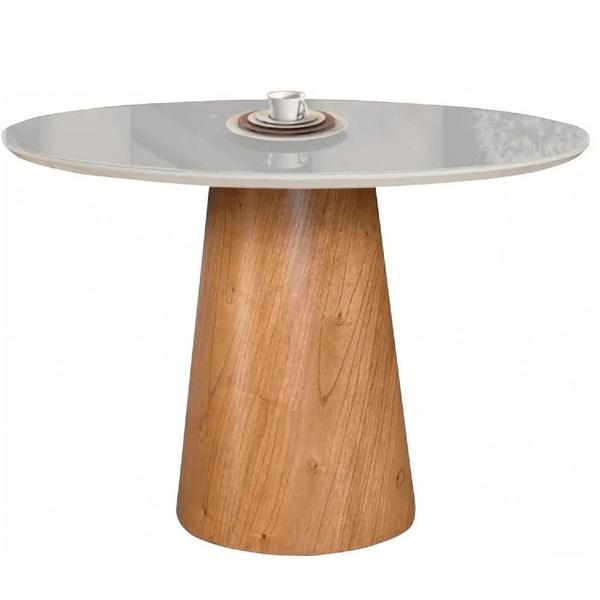 Imagem de Mesa de Jantar Cone Tampo Laqueado Com Vidro 100cm Facilita Decor