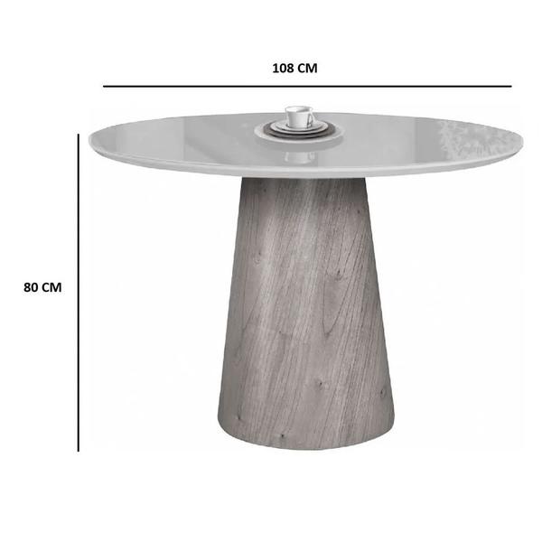 Imagem de Mesa de Jantar Cone Tampo Laqueado Com Vidro 108cm Facilita Decor