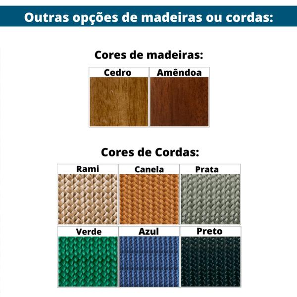 Imagem de Mesa de Jantar Coss Ozki 130 cm Madeira Eucalipto Cedro Redonda Corda Redonda Rami