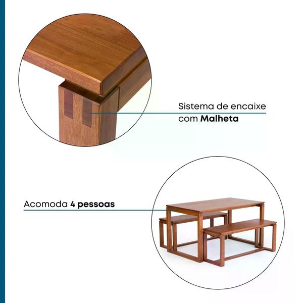 Imagem de Mesa de Jantar Craft 140cm em Madeira Maciça - Garapa