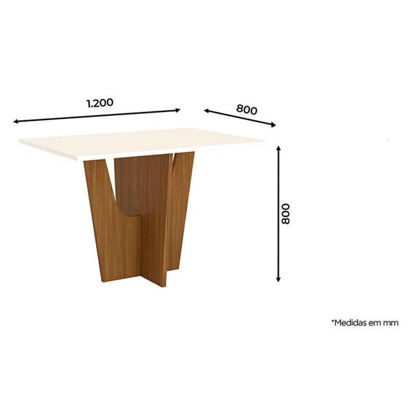 Imagem de Mesa de Jantar Danielly 120 cm Tampo Reto Nature Off White  Henn