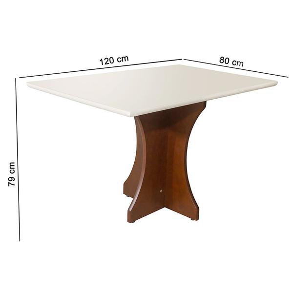 Imagem de Mesa de Jantar de Madeira Luna Off-white com Vidro