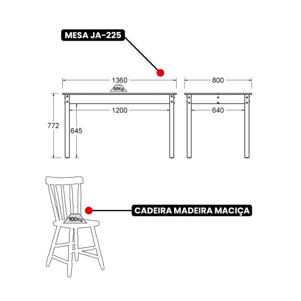 Imagem de Mesa de Jantar Ditália com 4 Cadeiras JA-225 Cozy