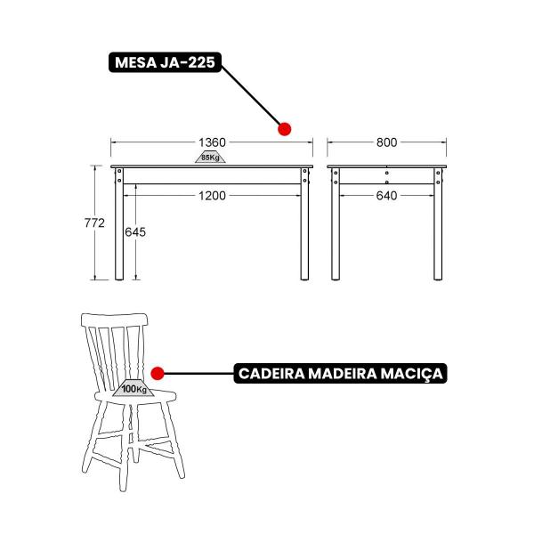 Imagem de Mesa de Jantar Ditália com 6 Cadeiras JA-225 Cozy