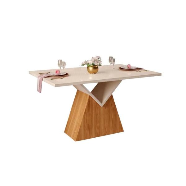 Imagem de Mesa de Jantar DJ Argo c/Vidro 120cm Carvalho/Off White