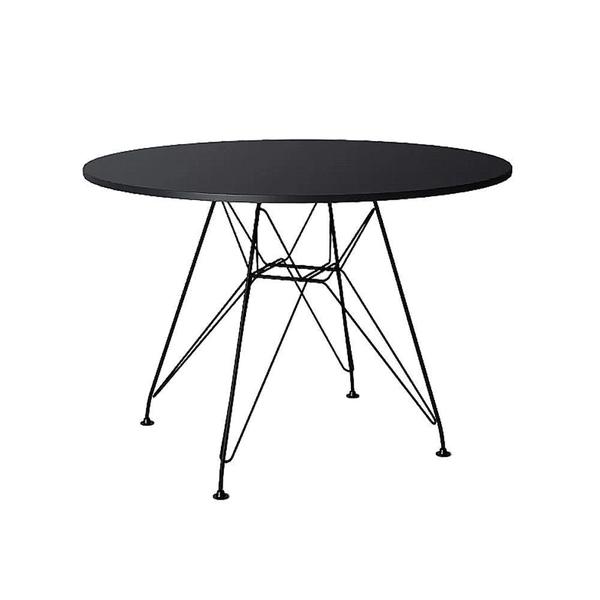 Imagem de Mesa De Jantar Eames Eiffel 80cm Tampo Redondo Preto Base De Ferro