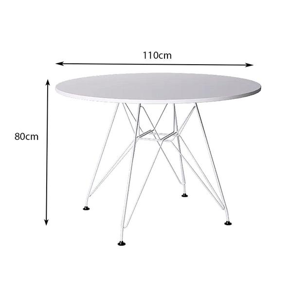 Imagem de Mesa de Jantar Eames Eiffel Redonda 110cm Madeira Branca com Base Ferro Branco