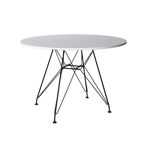 Imagem de Mesa de Jantar Eames Eiffel Redonda 110cm Madeira Branca com Base Ferro Preto