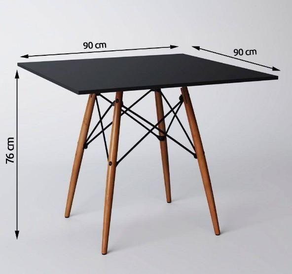 Imagem de Mesa De Jantar Eiffel Quadrada 90 Cm Tampo De Madeira Preta