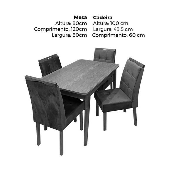 Imagem de Mesa de Jantar Elegance 120x80 SEM Vidro 4 Cadeiras Nicole JCM Cor Cinamomo Bege