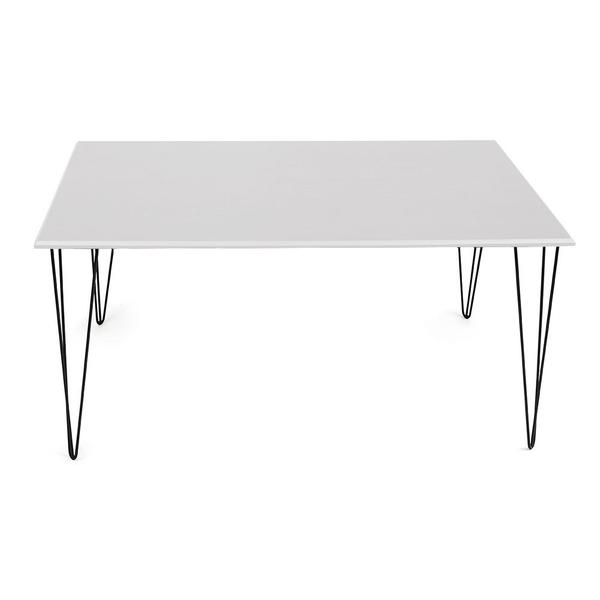 Imagem de Mesa de Jantar Elen Retangular Tampo de Madeira 140x80cm Branco