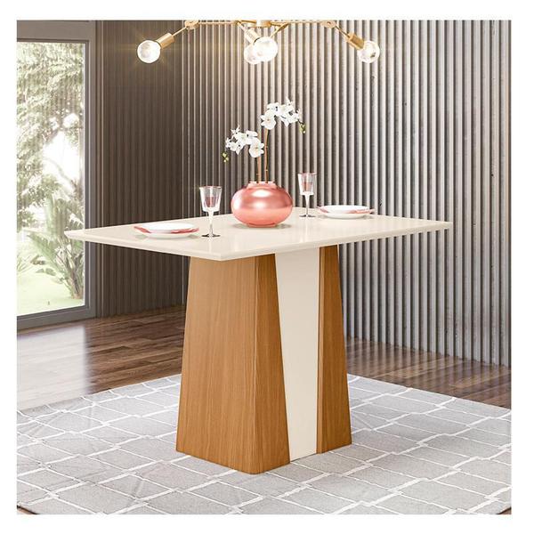 Imagem de Mesa de Jantar Elisa 120 cm Tampo Reto Nature Off White  Henn