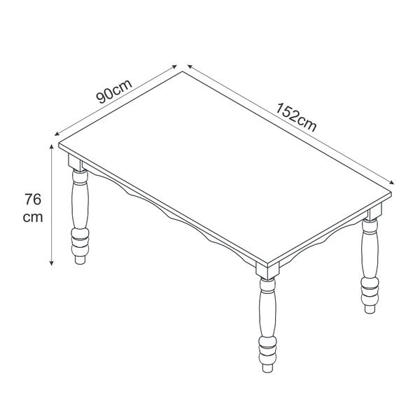 Imagem de Mesa de Jantar em Madeira Cera/Verde 152x90x76 cm Elliottiis