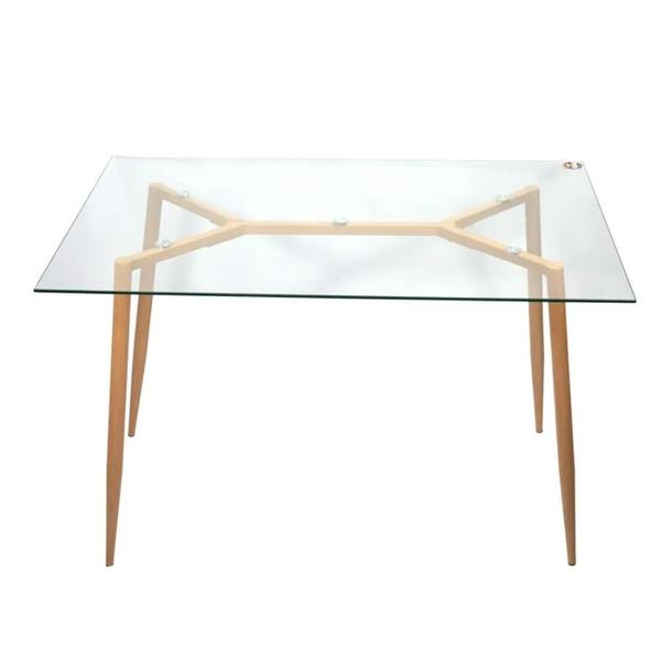 Imagem de Mesa de Jantar em Vidro 120X80cm Eames Eiffel com Base de Madeira RF4127 Mozaic