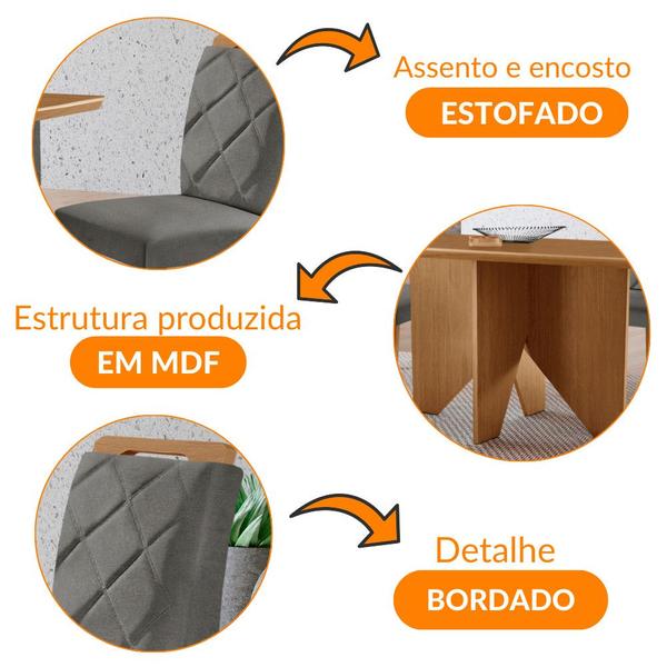 Imagem de Mesa de Jantar Evora 120cm MDF Canto copo e 4 Cadeiras Melissa