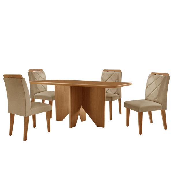 Imagem de Mesa de Jantar Evora 120cm MDF Canto copo e com 4 Cadeiras Melissa