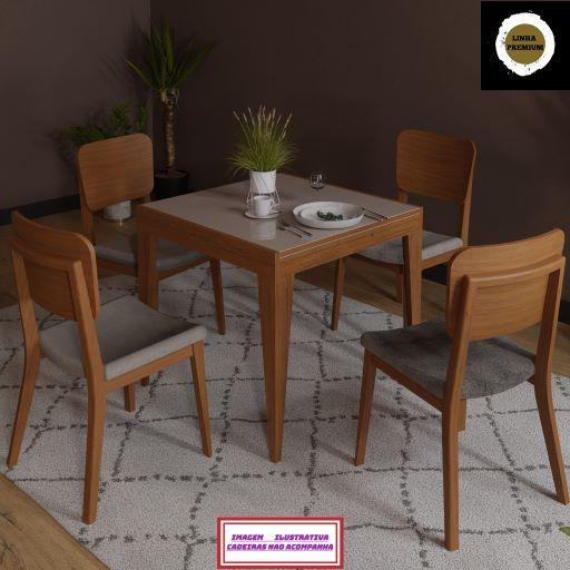 Imagem de Mesa De Jantar Extensível 0.80 a 1.60 Com Vidro Pés Madeira Tock