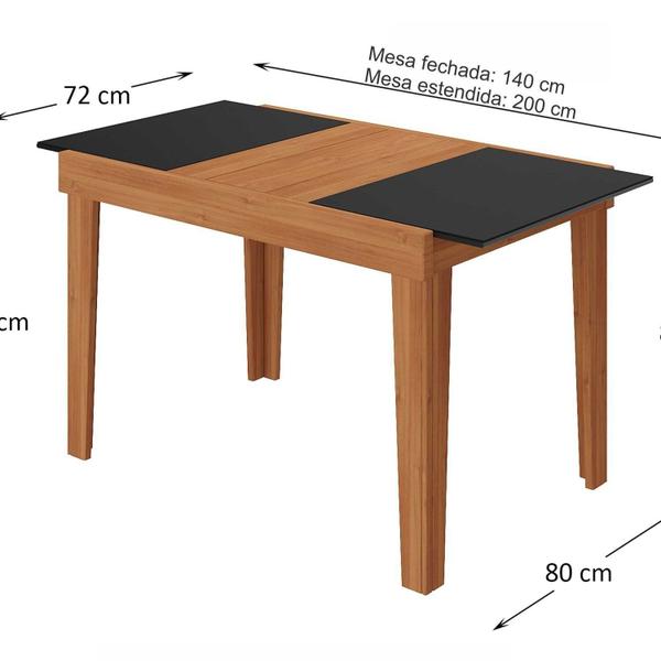 Imagem de Mesa de Jantar Extensível 140 cm Naturalle Pinhão - Preto