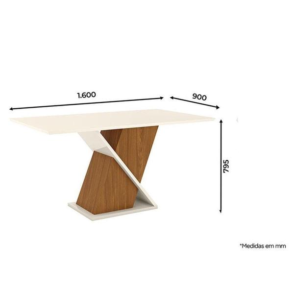 Imagem de Mesa De Jantar Fiorella 160 Cm Tampo Reto Nature Off White - Henn