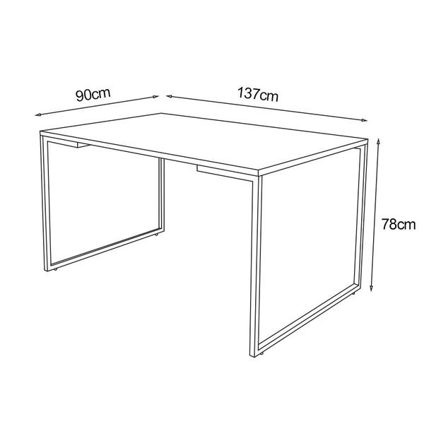 Imagem de Mesa de Jantar Industrial 6 Lugares Canela 140x90 Base Aço Branco