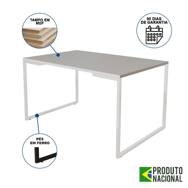 Imagem de Mesa de Jantar Industrial Base Ferro Branco Tampo 137x90 Branco