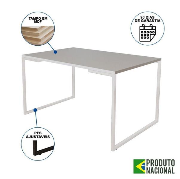 Imagem de Mesa de Jantar Industrial Base Ferro Branco Tampo 137x90 Branco