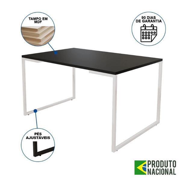 Imagem de Mesa de Jantar Industrial Base Ferro Branco Tampo 137x90 Preto