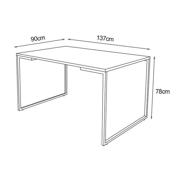 Imagem de Mesa de Jantar Industrial Base Ferro Cobre Tampo 137x90 Preto