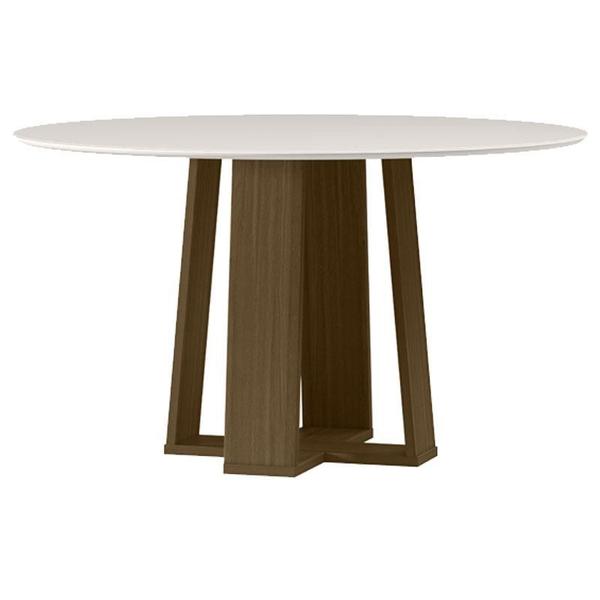 Imagem de Mesa de Jantar Isabela 135x135 cm com Vidro Imbuia Off White  New Ceval