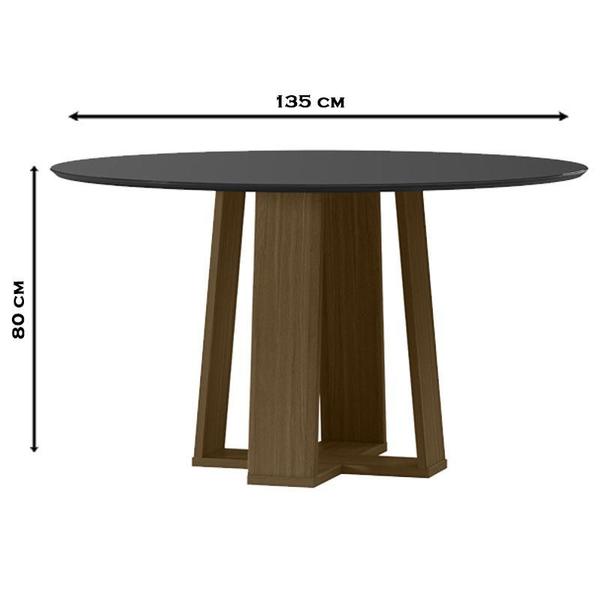 Imagem de Mesa de Jantar Isabela 135x135 cm com Vidro Imbuia Preto  New Ceval