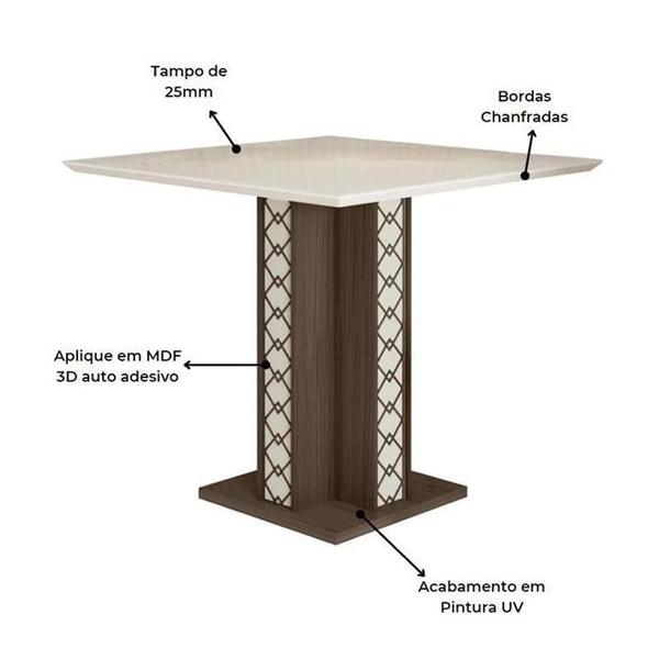 Imagem de Mesa de Jantar Ísis 90cm Amêndoa/Off White - Poliman