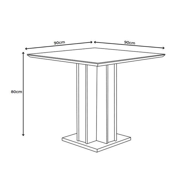 Imagem de Mesa de Jantar Ísis 90cm com vidro Amêndoa/Off White - Poliman