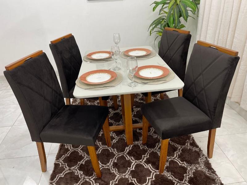 Imagem de Mesa de Jantar Itália 1.20x0.80 Com 4 Cadeiras Califórnia  Cinamomo/Off White/Marrom