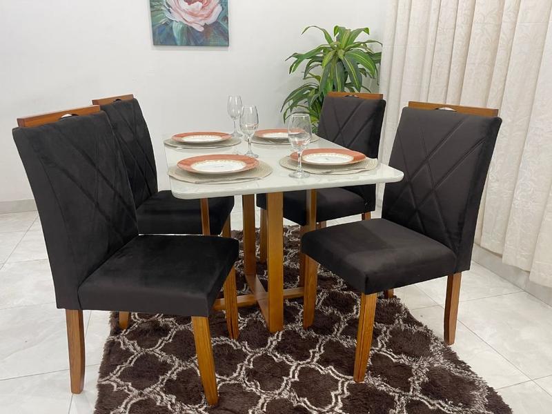 Imagem de Mesa de Jantar Itália 1.20x0.80 Com 4 Cadeiras Califórnia  Cinamomo/Off White/Marrom