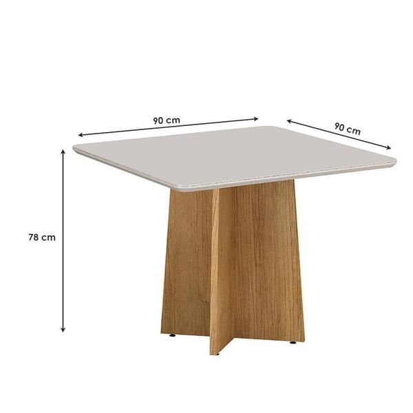 Imagem de Mesa de Jantar Jade 90cm Cinamomo Off White com 4 Cadeiras Lara Linho Bege - Valdemóveis