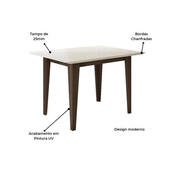 Imagem de Mesa De Jantar Kate 136cm com Vidro Amêndoa/Off White - Poliman