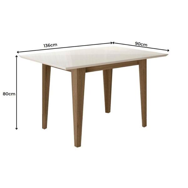 Imagem de Mesa De Jantar Kate 136cm com Vidro Carvalho/Off White - Poliman