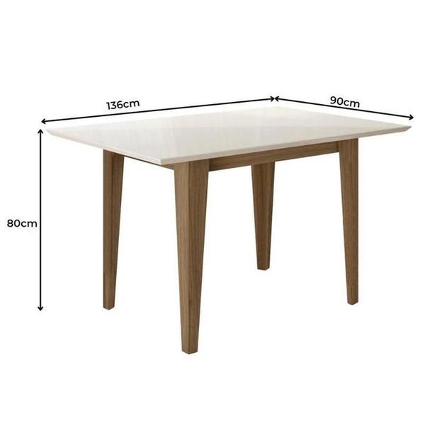 Imagem de Mesa De Jantar Kate 136cm com Vidro Carvalho/Off White - Poliman