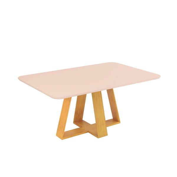 Imagem de Mesa de Jantar Kiara 6 Lugares 160x90cm Tampo Vidro e MDF  Sem Cadeiras Cedro - Off White - DJ Móveis