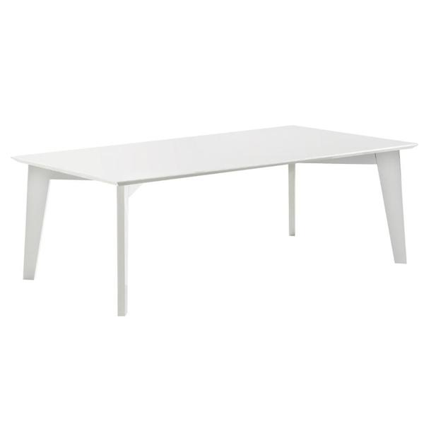 Imagem de Mesa de Jantar Lisboa Univ Retangular 140 cm Tampo de Madeira Vidro Colado Laca Off White Brilhante