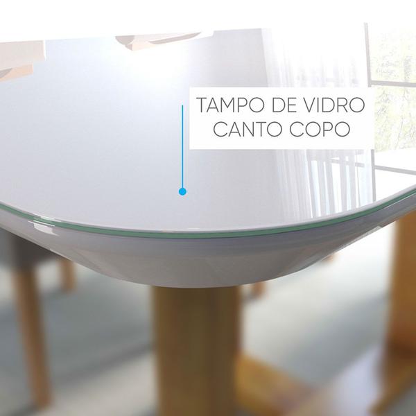 Imagem de Mesa de Jantar Lisy Tampo Madeira e Vidro 120x80 com 4 Cadeiras de Madeira Maciça Móveis Mundial