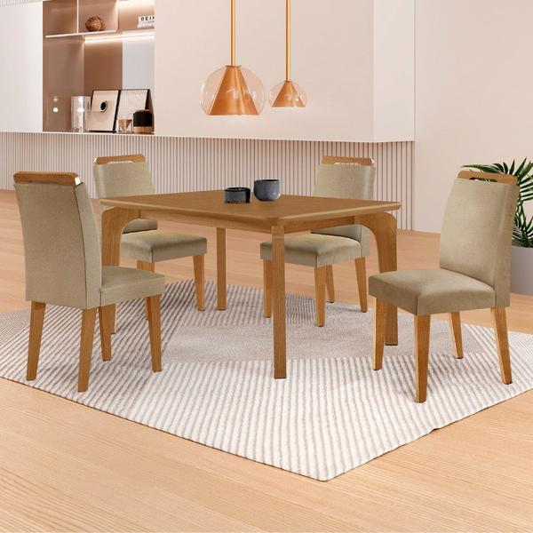 Imagem de Mesa de Jantar Liz 120cm MDF Canto copo e com 4 Cadeiras Athenas