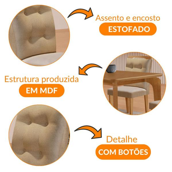 Imagem de Mesa de Jantar Liz 120cm MDF Canto copo e com 4 Cadeiras Carol