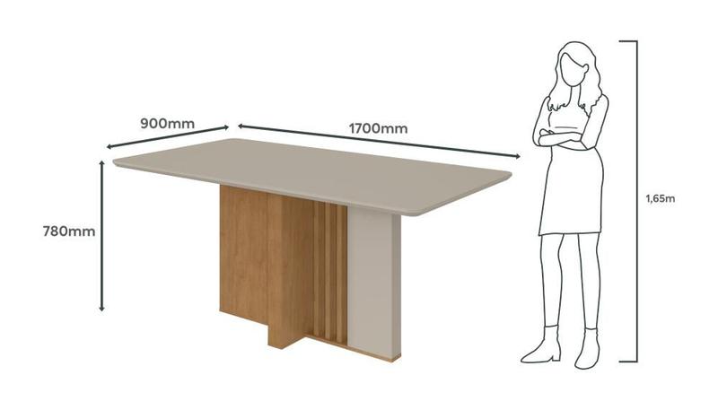 Imagem de Mesa de Jantar Lopas 1,70 Astrid com vidro Serigrafado Amendoa Clean/off White