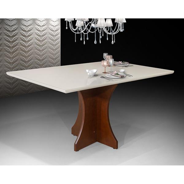 Imagem de Mesa de Jantar Luna de Madeira com Vidro 120x80 Off-white