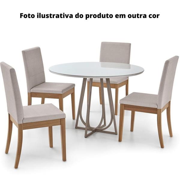 Imagem de Mesa de Jantar MH-5299 Herval Redonda 110 cm Madeira Laca Fosca Off White Base Preta