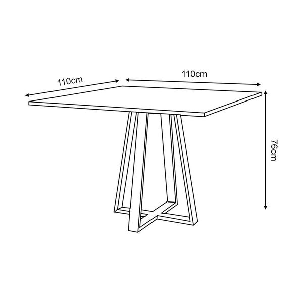 Imagem de Mesa de Jantar Mônaco 110cm Tampo Preto Pés Preto