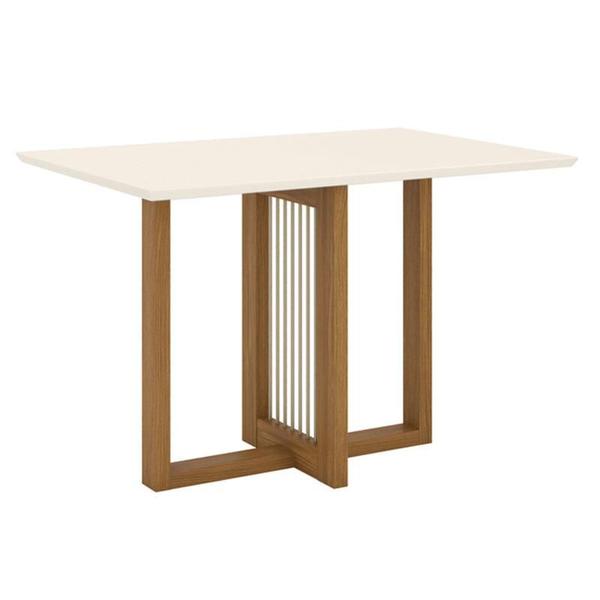 Imagem de Mesa de Jantar Natalí 120 cm Canto Reto sem Vidro Nature Off White - Henn