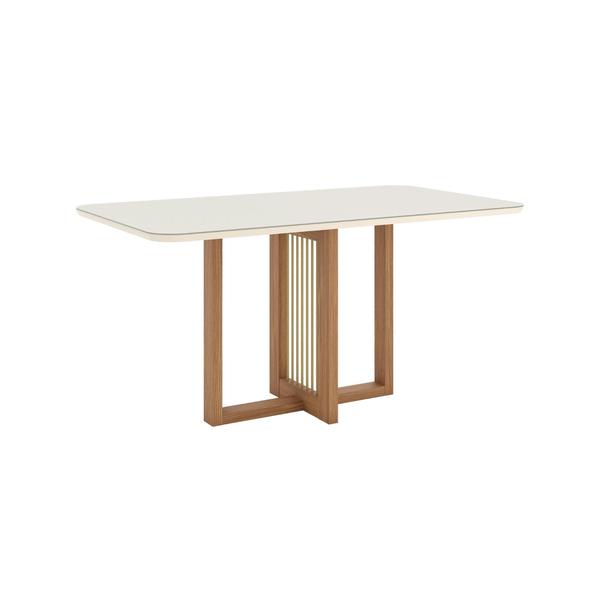 Imagem de Mesa de Jantar Natali 160 C/ Vidro Nature/Off White - Henn